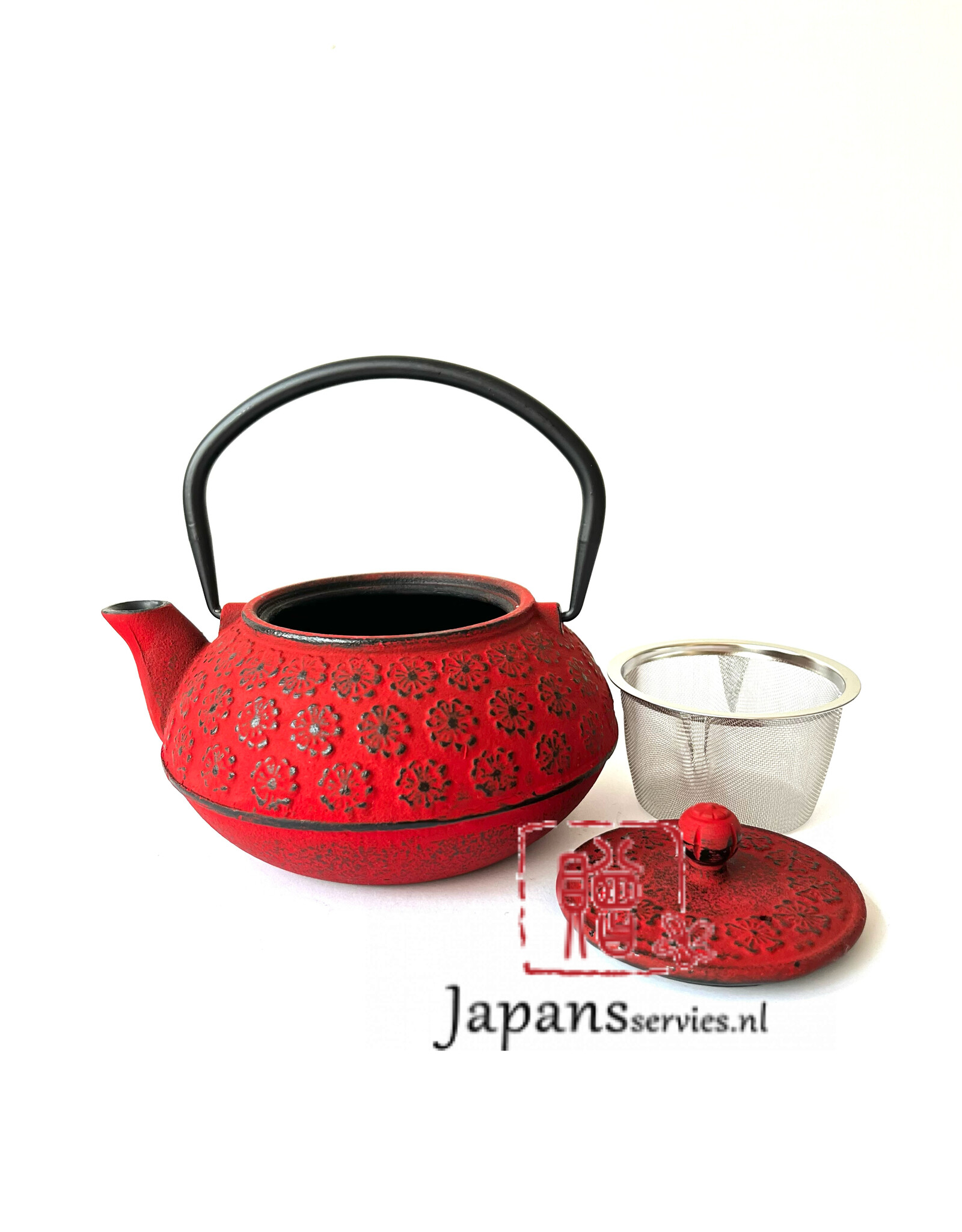 Tokyo Design Studio Red cast iron teapot with sakura