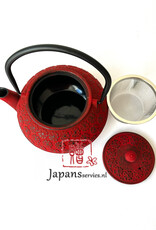 Tokyo Design Studio Red cast iron teapot with sakura