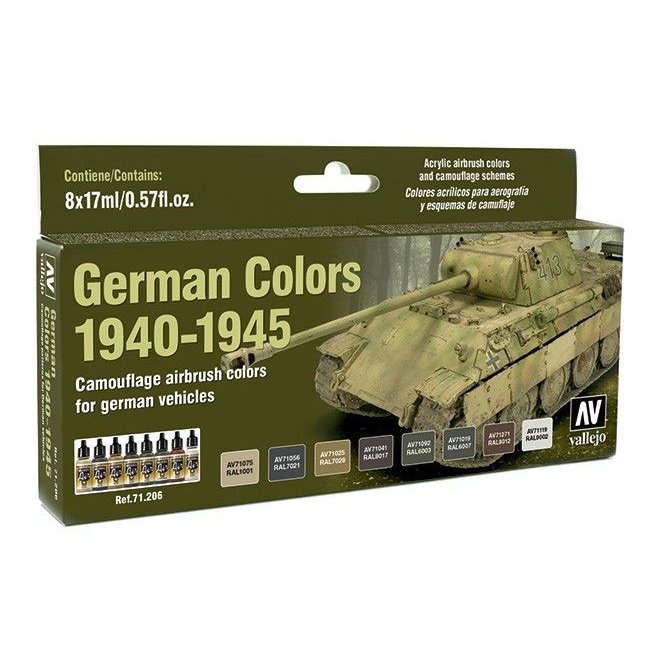 Vallejo Model Air German Colors 1940-1945 - 8 colors - 17ml - 71206