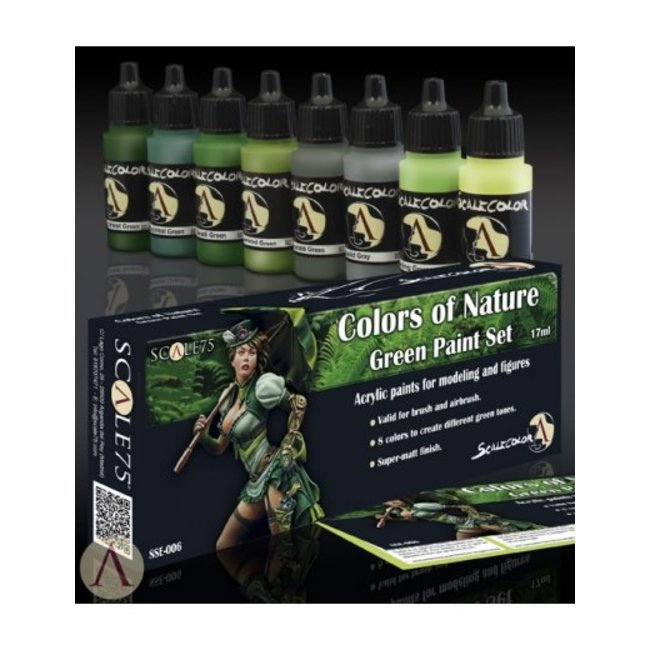 Scale 75 Colors of Nature - Green Paint Set - 8 colors - 17ml - SSE-006