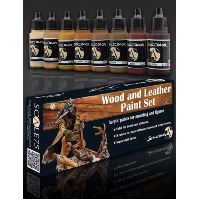 Scale 75 Wood and Leather Paint set - 8 kleuren - 17ml - SSE-004