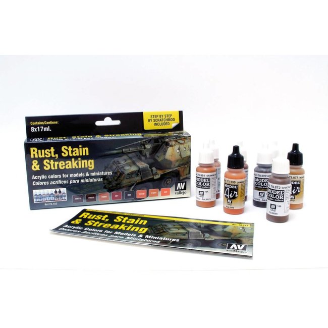 Vallejo Model Color Rust, Stain and streaking - 8 colors - 17ml - 70183