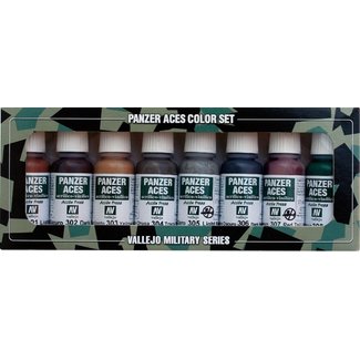 Vallejo Model Color Panzer Aces No1 - Rust, tracks, rubber - 8 kleuren - 17ml - 70122