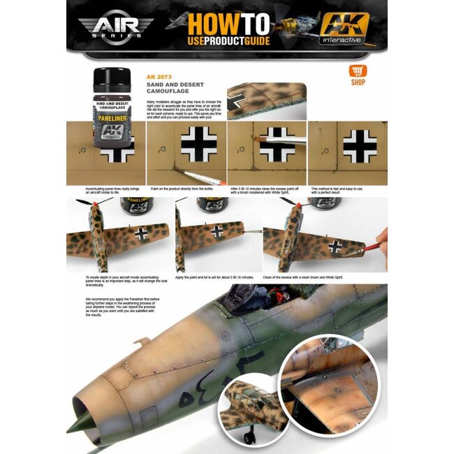 AK interactive Paneliner For Sand And Desert Camouflage - Air Series - AK Weathering - 35ml - AK2073