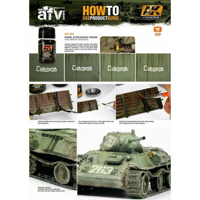 AK interactive Streaking Grime For Green Vehicles - Streaking Weathering - 35ml - AK024