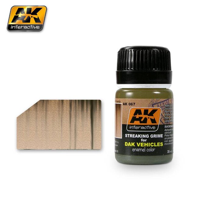 AK interactive Streaking Grime For DAK Vehicles - Streaking Weathering - 35ml - AK067