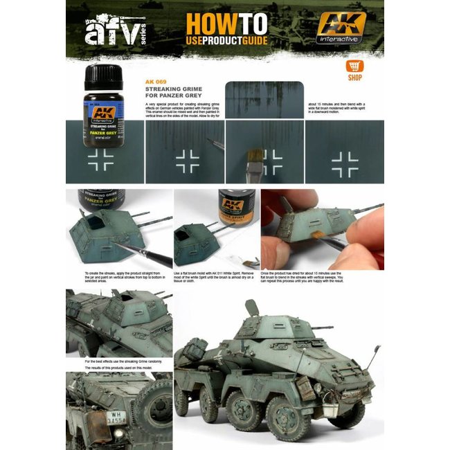 AK interactive Streaking Grime For Panzer Grey Vehicles - Streaking Weathering - 35ml - AK069