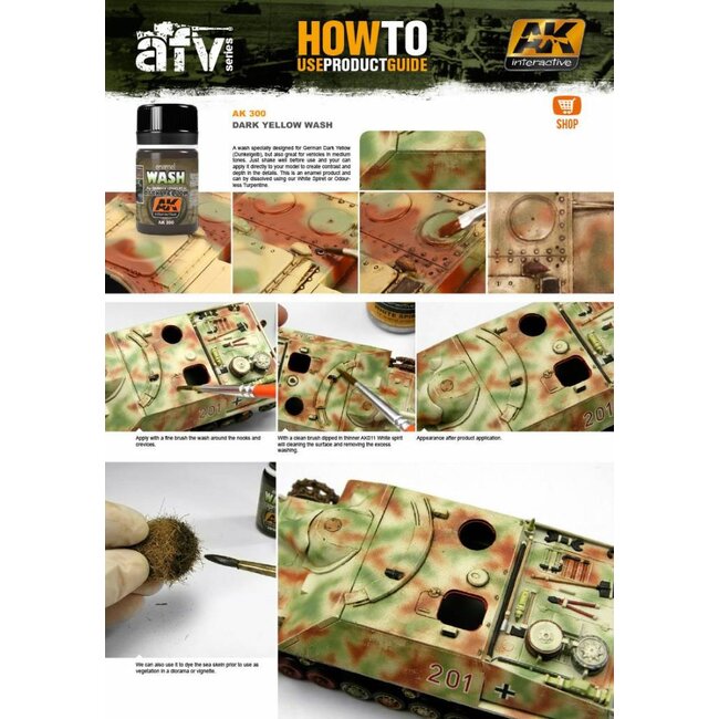 AK interactive Wash For Dark Yellow Vehicles - Weathering Wash - 35ml - AK300