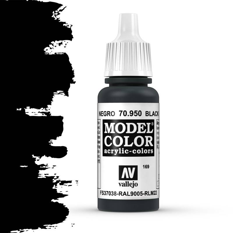 Vallejo Black Model Color Paint, 17ml