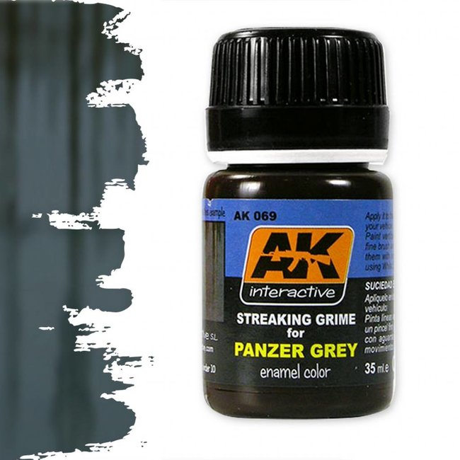 AK interactive Streaking Grime For Panzer Grey Vehicles - Streaking Weathering - 35ml - AK069