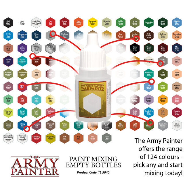 The Army Painter Paint Mixing Empty Bottles - 6x - 12ml - TL5040