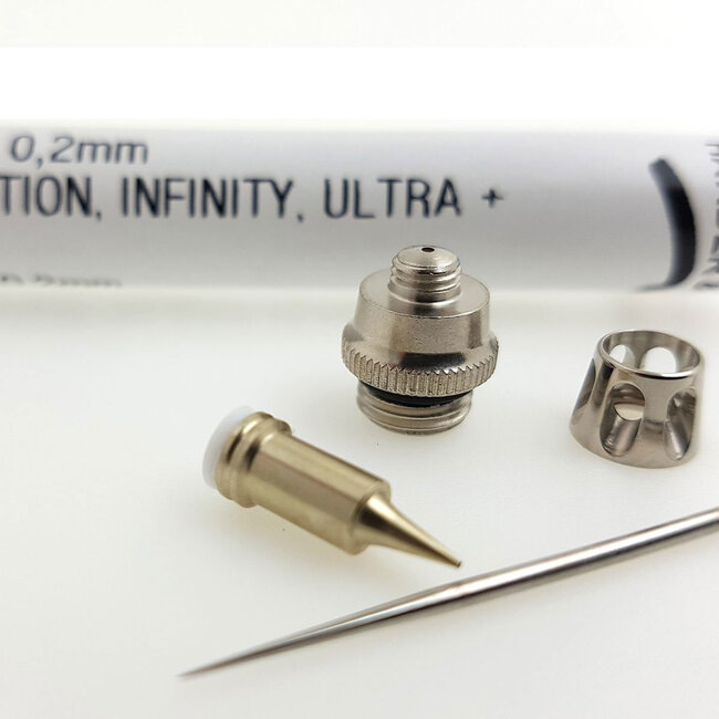 Harder & Steenbeck Nozzle set 0,2mm voor Evolution | Infinity | Ultra | Grafo Airbrushes