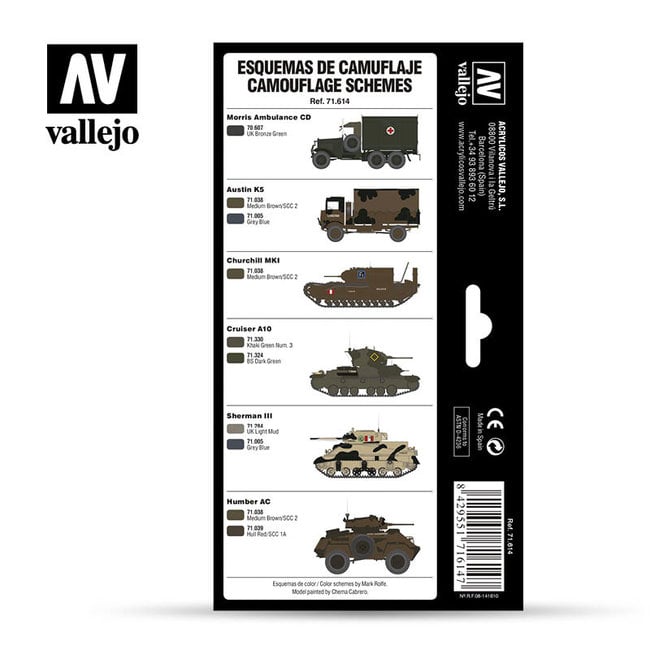 Vallejo Model Air AFV Series WWII British Colors UK/BEF/Europe 1939-1945 - 8 kleuren - 17ml - 71614
