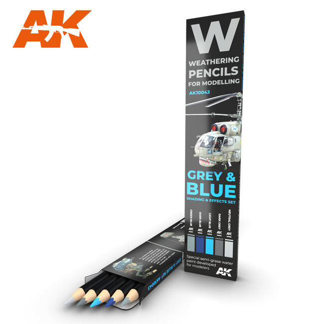AK interactive Weathering Pencil Set Grey and Blue - 5 kleuren - AK10043