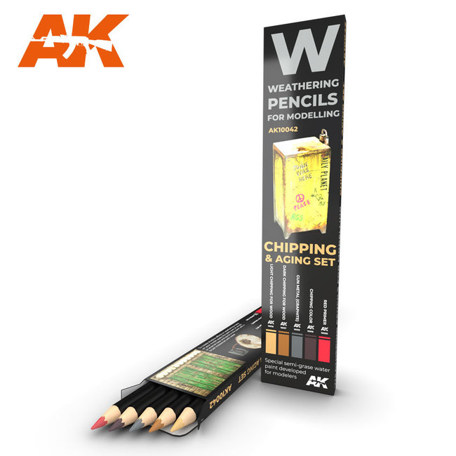 AK interactive Weathering Pencil Set Chipping & Aging - 5 kleuren - AK10042