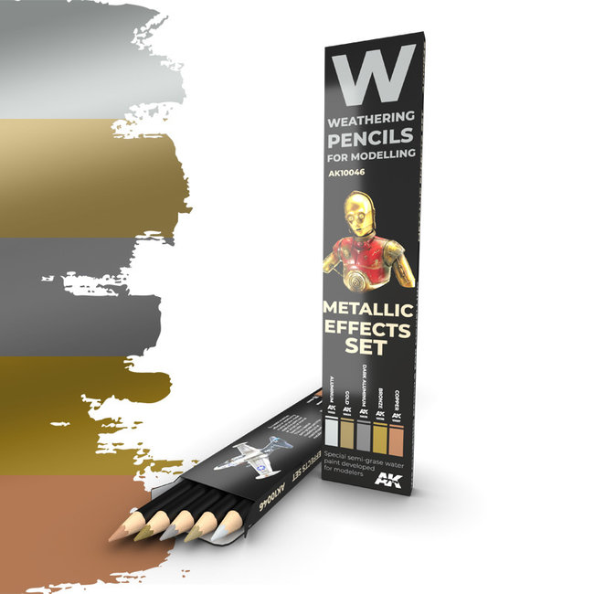 AK interactive Weathering Pencil Metallic Effects Set - 5 kleuren - AK10046