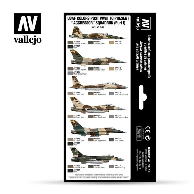 Vallejo Model Air - Air War - USAF colors post WWII to present Aggressor Squadron Part I - 8 kleuren - 17ml - VAL-71616
