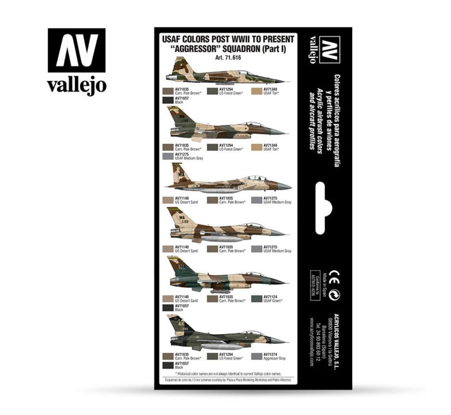 Model Air - Air War - USAF colors post WWII to present Aggressor Squadron Part I - 8 kleuren - 17ml - VAL-71616