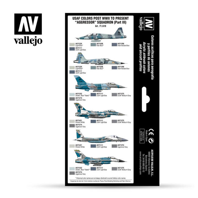 Vallejo Model Air - Air War - USAF colors post WWII to present Aggressor Squadron Part III - 8 kleuren - 17ml - VAL-71618