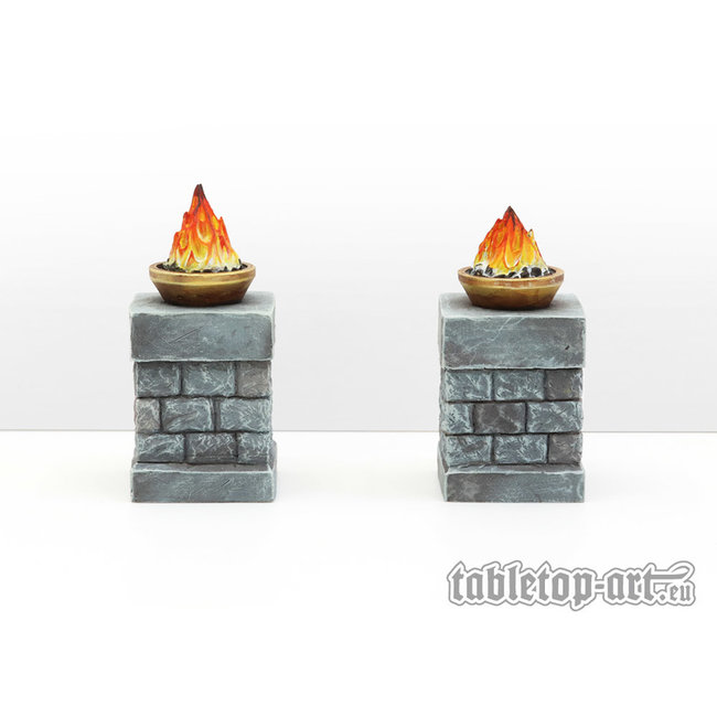 Tabletop-Art Fire Bowl on Pillars - 2x - TTA800025
