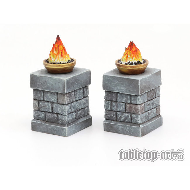 Tabletop-Art Fire Bowl on Pillars - 2x - TTA800025
