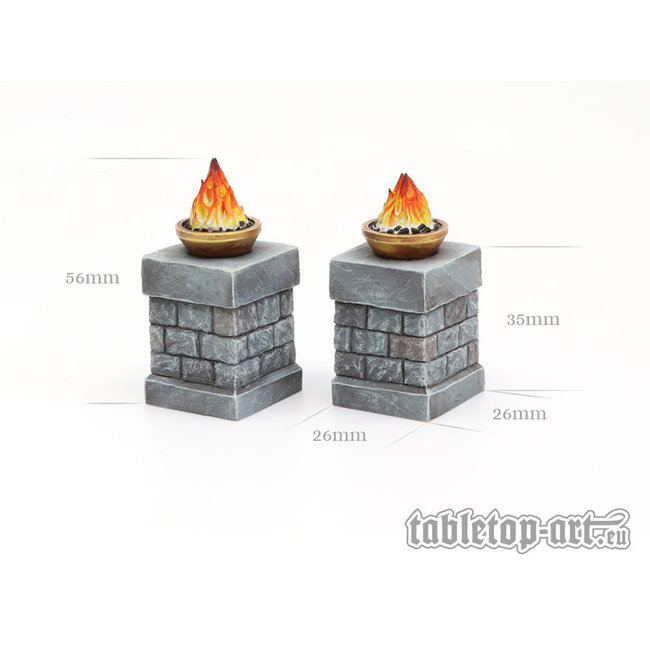 Tabletop-Art Fire Bowl on Pillars - 2x - TTA800025