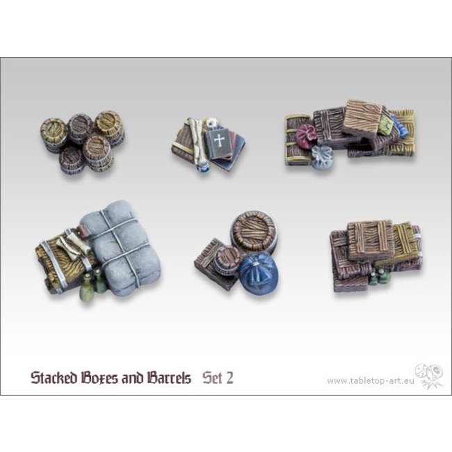 Tabletop-Art Stacked boxes and barrels set 2 - TTA600017
