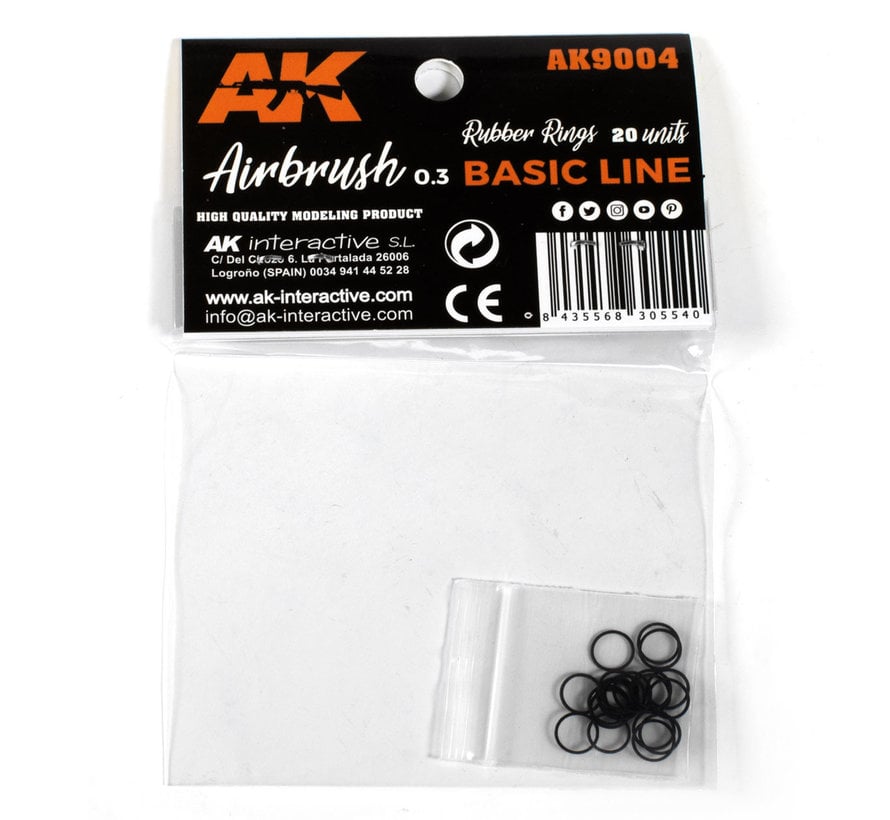Rubber O-ringen voor Airbrush Basic Line 0.3 - 20x - AK9004