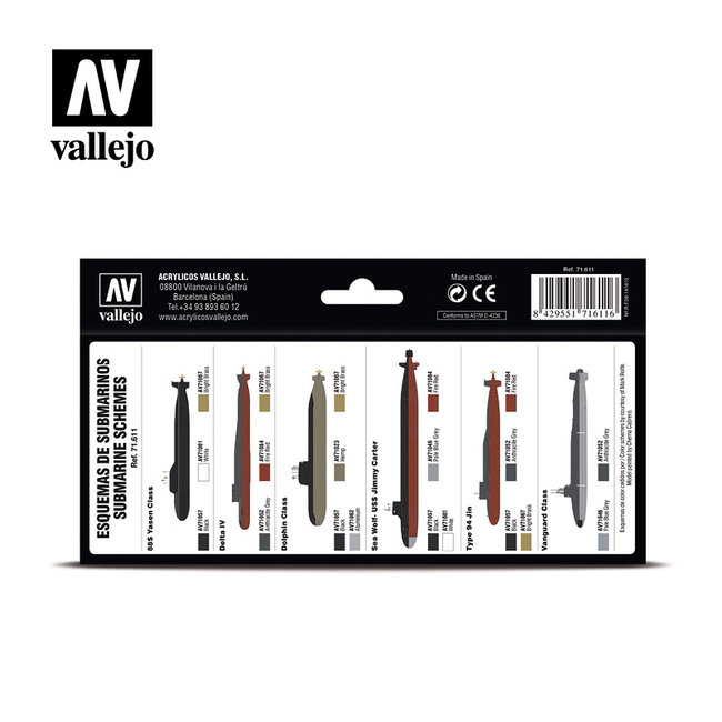 Vallejo Model Air Nuclear Submarines - 8 kleuren - 17ml - 71611