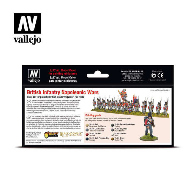 Vallejo Model Color British Infantry Napoleonic Wars - 8 kleuren - 17ml - 70163