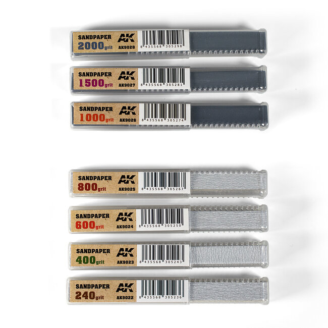 AK interactive Dry Sandpaper 240 grit strips - 11x1cm - 50x - AK9022