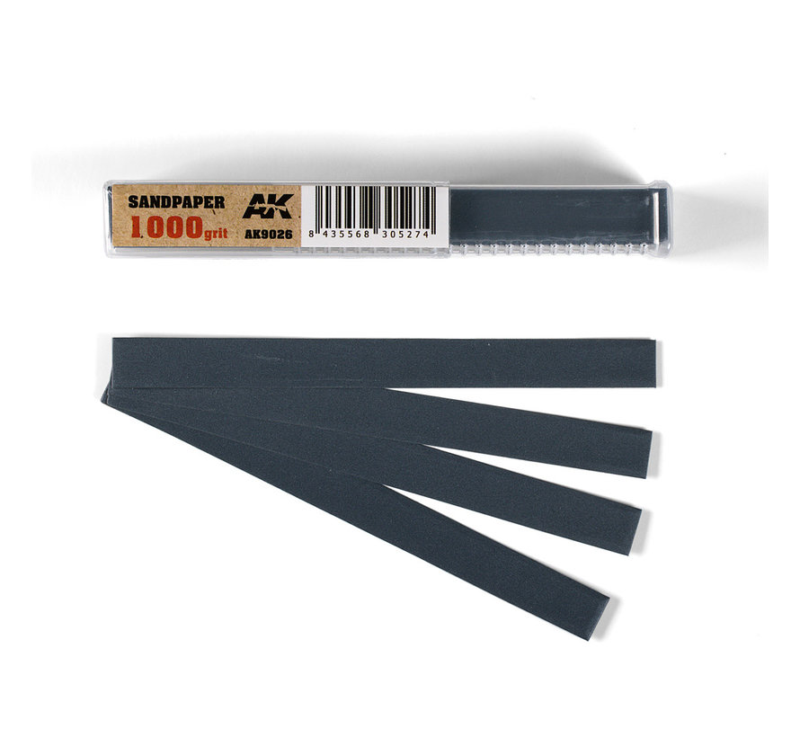 Wet Sandpaper 1000 grit strips - 11x1cm - 50x - AK9026