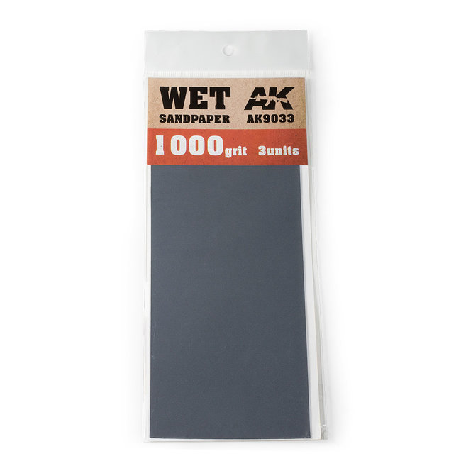 AK interactive Wet Sandpaper 1000 grit - 3x - AK9033