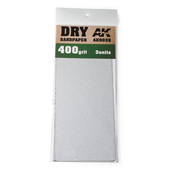 AK interactive Dry Sandpaper 400 grit - 3x - AK9038