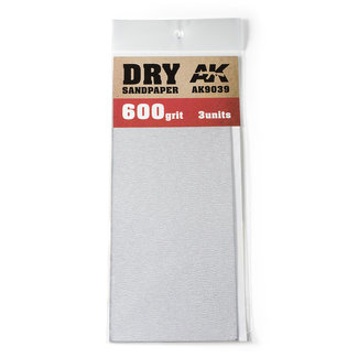 AK interactive Dry Sandpaper 600 grit - 3x - AK9039