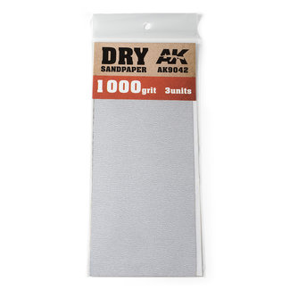 AK interactive Dry Sandpaper 1000 grit - 3x - AK9042