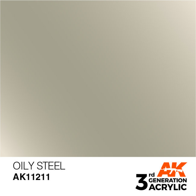 AK interactive Oily Steel Metallic Modelling Colors - 17ml - AK11211