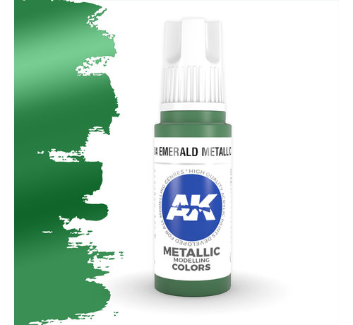 AK interactive Emerald Metallic Green Metallic Modelling Colors - 17ml - AK11204