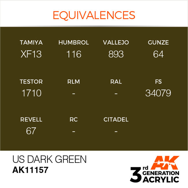AK interactive US Dark Green Acrylic Modeling Colors - 17ml - AK11157