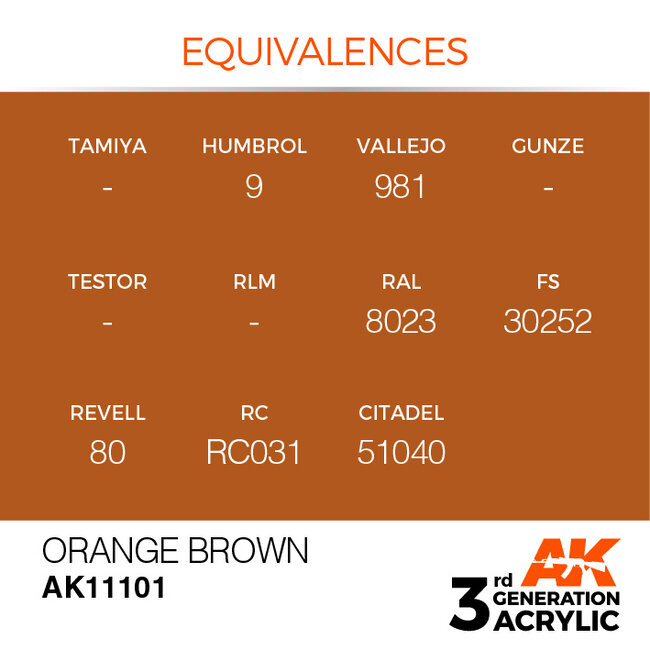 AK interactive Orange Brown Acrylic Modelling Colors - 17ml - AK11101
