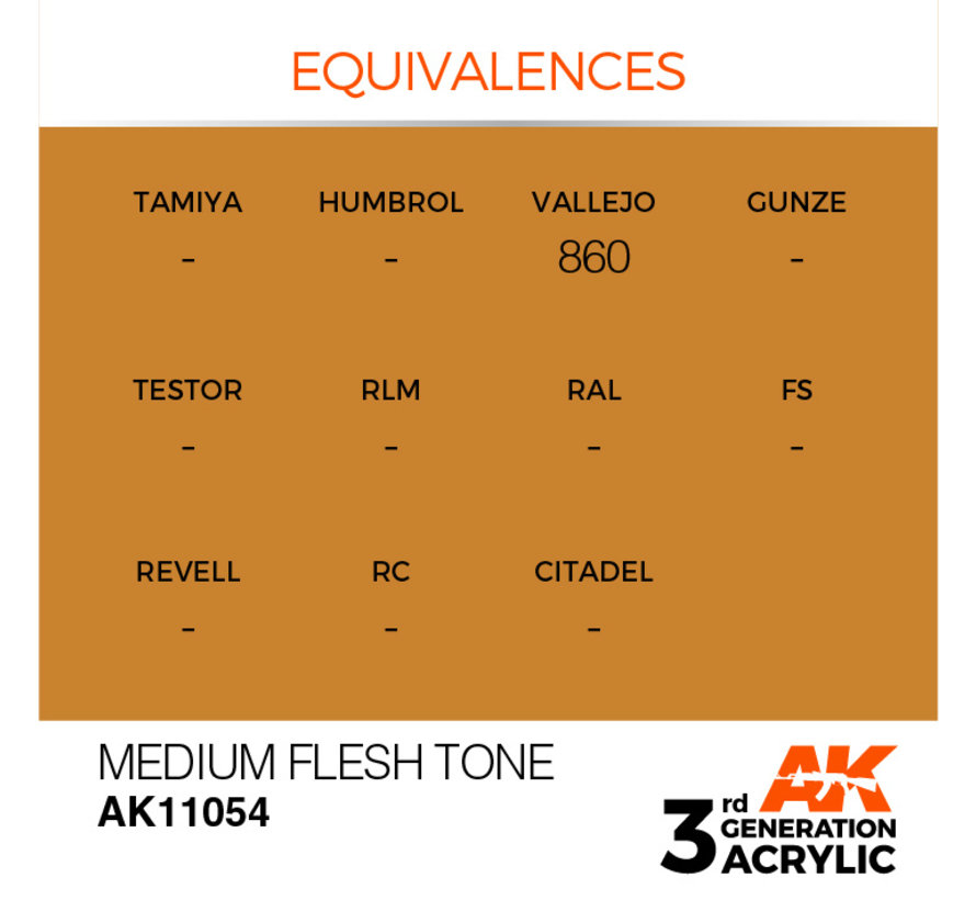 AK interactive Medium Flesh Tone Acrylic Modelling Colors - 17ml - AK11054  - Scenery Workshop – De plek voor het maken van wargames scenery figuren en  diorama's