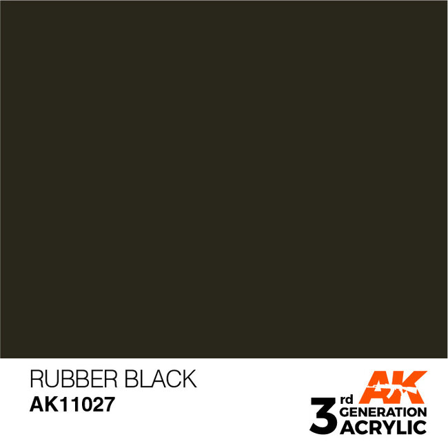 AK interactive Rubber Black Acrylic Modelling Colors - 17ml - AK11027