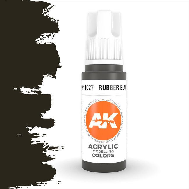 AK interactive Rubber Black Acrylic Modelling Colors - 17ml - AK11027