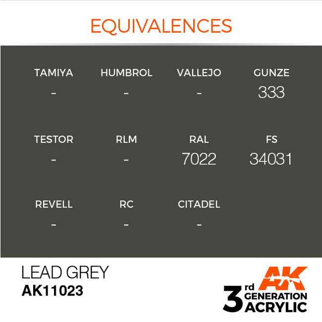 AK interactive Lead Grey Acrylic Modelling Colors - 17ml - AK11023