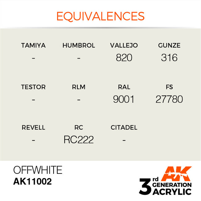 AK interactive Offwhite Acrylic Modelling Colors - 17ml - AK11002