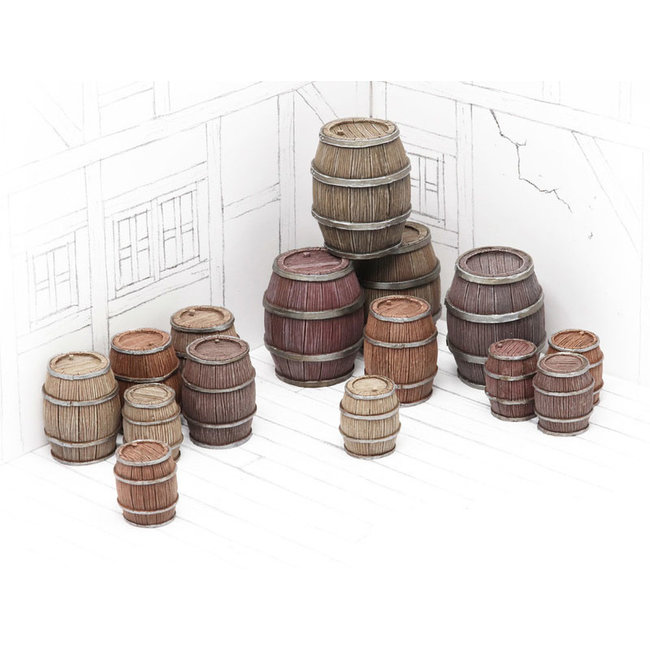 Tabletop-Art Wooden Barrels Set 4 - Mixed Sizes - 15x - TTA601092