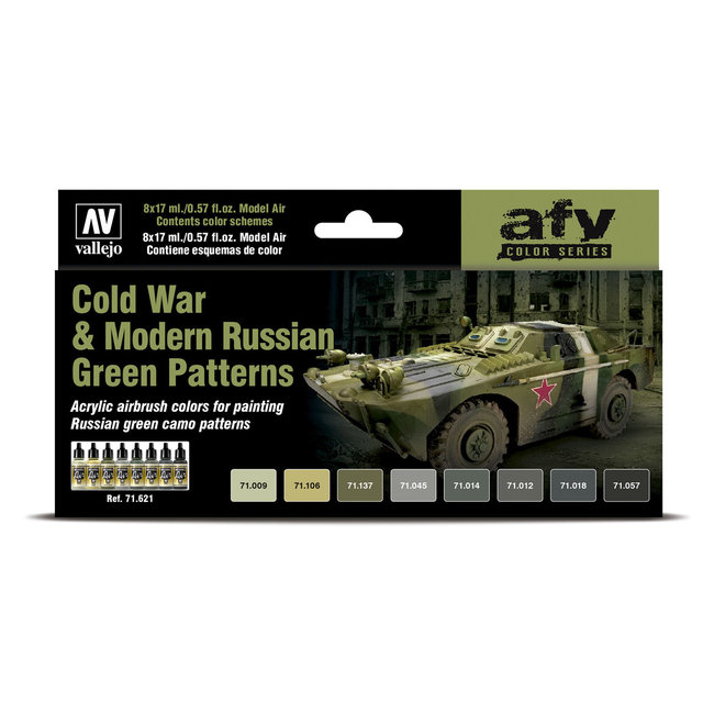 Vallejo Model Air AFV Series Cold War & Modern Russian Green Patterns - 8 kleuren - 17ml - 71621