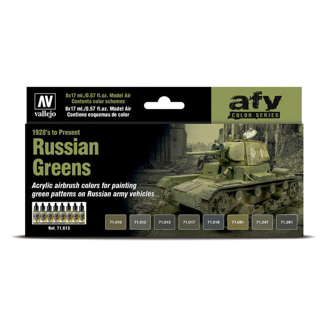 Vallejo Model Air AFV Series Russian Greens - 8 kleuren - 17ml - 71613 - (1928’s to Present)