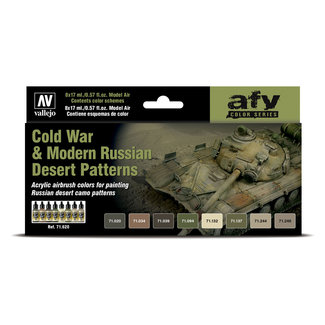 Vallejo Model Air AFV Series Cold War & Modern Russian Desert Patterns - 8 colors - 17ml - 71620