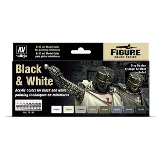 Vallejo Model Color Black & White - 8 colors - 17ml - 70151 - image